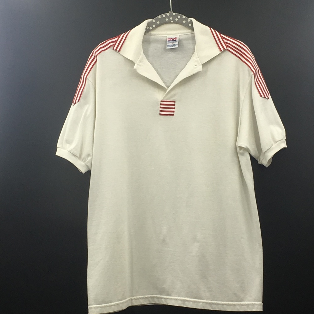 Anvil White and Red Sporty Top